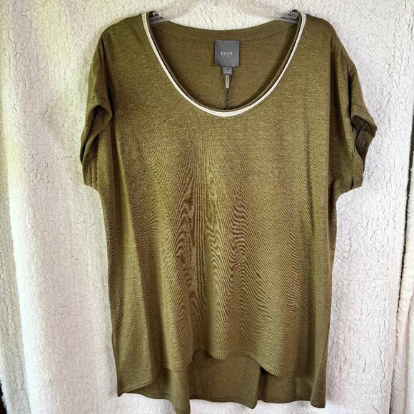 Lysse Jungle Khaki Classic Tee Short Sleeve Women's Size L 95% Linen NWT - Picture 1 of 12